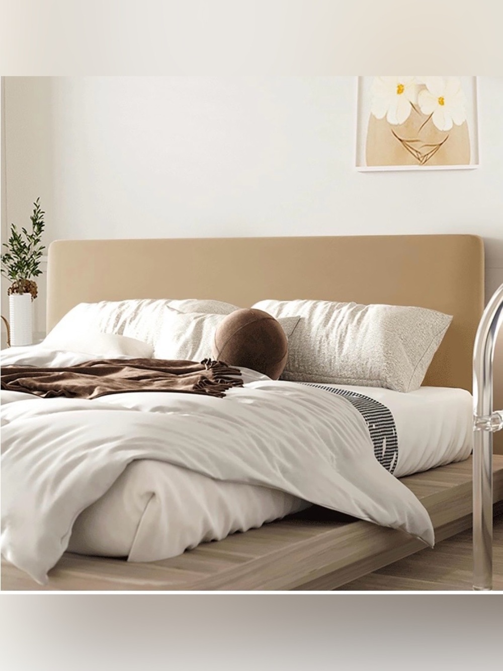 VELVET Headboard Cover - KING QUEEN or FULL - SAND